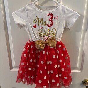 Boutique Toddlers Girls Minnie Inspired 3rd Birthday Dress ~ 3T